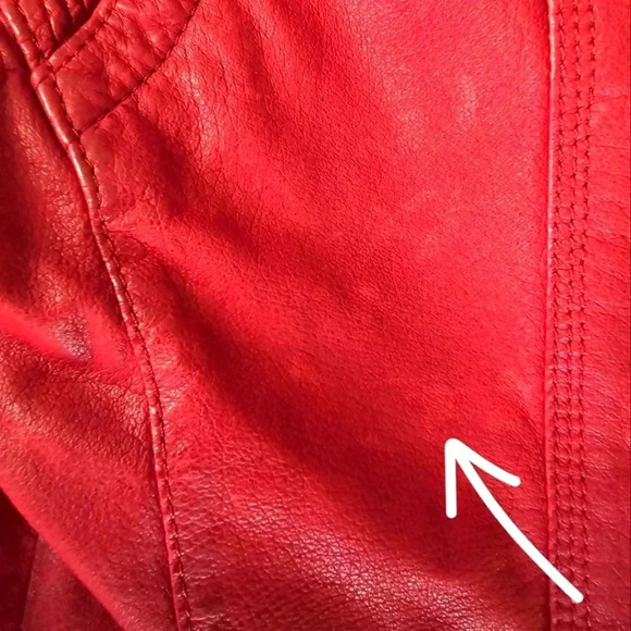 Black river red leather zipper biker motorcycle jacket size M women's - Picture 13 of 13